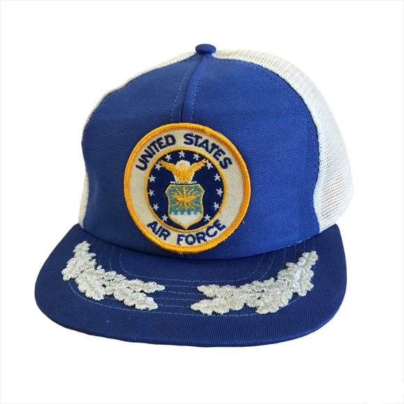 Vintage Cap Trucker Hat United States Air Force Patch Snapback Silver Oak Leaf - Picture 1 of 10